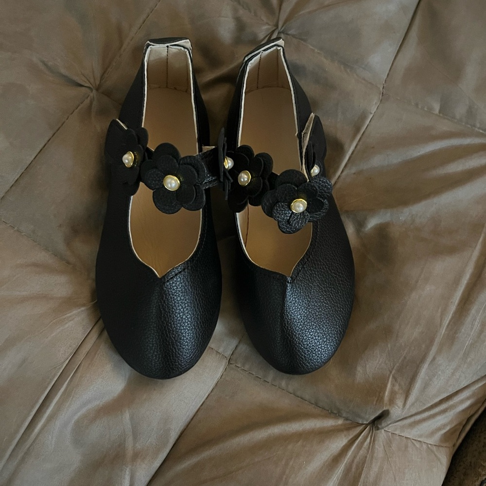 Black Floral Mary Jane Shoes